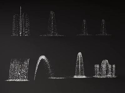 Modern Water Fountain Decorative Designs With Various Heights Shapes And Landscape Styles 3d model