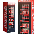 Coca-Cola Commercial Beverage Refrigerator With Multi Layer Shelves Displaying Bottled And Canned Drinks