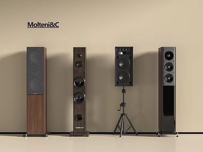 Moltenic Audio Speakers Collection Showcasing Floorstanding Wooden And Stand Mounted Designs 3d model