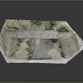 Ancient Stone Bridge Model With Arch Structure Stream Grass And Stone Path Details