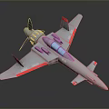 Silver Toy Airplane Model With Red Accents And Propeller Design