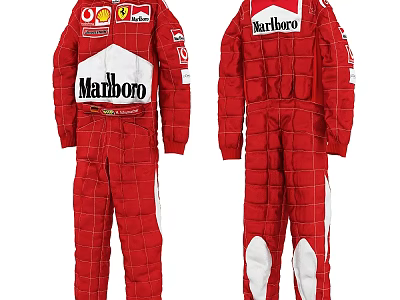 Red Racing Suit With Marlboro Logos Ferrari Branding And White Panels 3d model