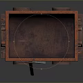 Rusty Red Mining Cart With Aurora Minerals Text Wheels And Wooden Stick