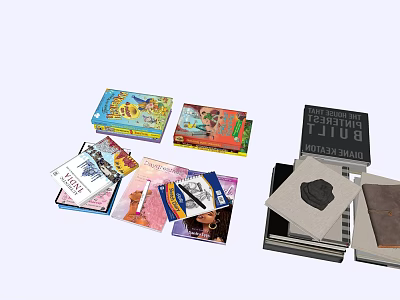 Stacked Colorful Books And Magazines With Different Covers And Genres 3d model
