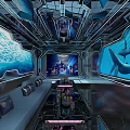 Underwater Theme KTV Lounge with Large Screen Comfortable Sofas and Dolphin Decor 3d model