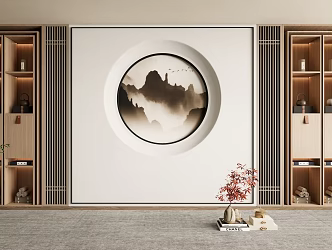 New Chinese bookcase background wall Decorative bookcase background wall 3d model