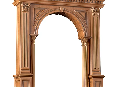 Wooden Decorative Architectural Component With Arch Structure Ornate Columns And Intricate Carved Details 3d model