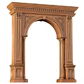 Wooden Decorative Architectural Component With Arch Structure Ornate Columns And Intricate Carved Details
