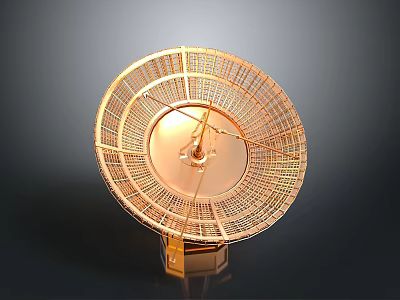 Ornamental Golden Rotary Wheel Frame With Intricate Grid Design And Sturdy Base 3d model