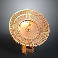 Ornamental Golden Rotary Wheel Frame With Intricate Grid Design And Sturdy Base