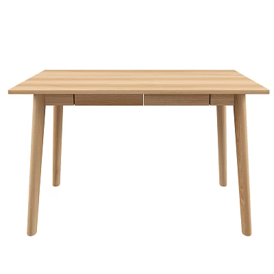 Minimalist Light Wood Dining Table With Rectangular Top And Slender Legs 3d model