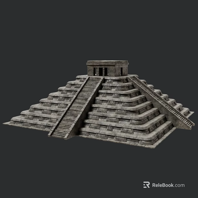 Ancient Pyramid Architecture With Stepped Stone Layers And Top Temple Structure 3d model 