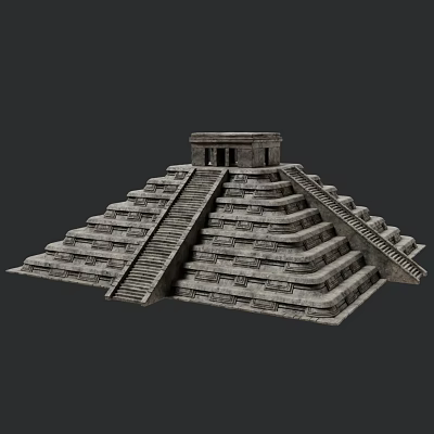 Pyramid Temple Aztec Maya Inca Platform Stone Altar Stone Staircase 3d model