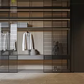Modern Grid Partition Interior With Hanging Clothes Shelves And Decor Items