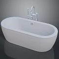 Contemporary White Freestanding Bathtub With Polished Chrome Faucet And Smooth Finish