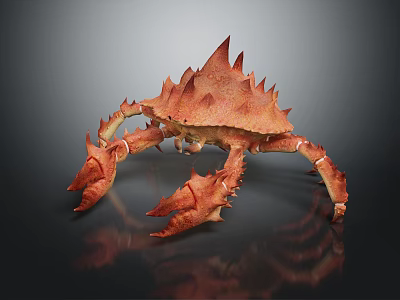 Realistic 3D Render of Spiky Orange Crab with Sharp Claws and Exoskeleton 3d model