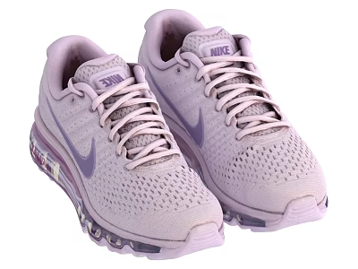 Light Purple Nike Sneakers With Breathable Mesh Upper Air Cushion Sole And Light Purple Laces 3d model