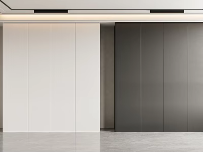 Modern Minimalist Wardrobe Interior With White And Black Paneled Doors And Sleek Design 3d model