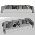 Modern Double Sofa Multi-Person Sofa Casual Sofa Long Sofa Fabric Sand 3d model