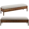 Two Piece Wooden Bench With Herringbone Pattern And Light Upholstered Seat 3d model