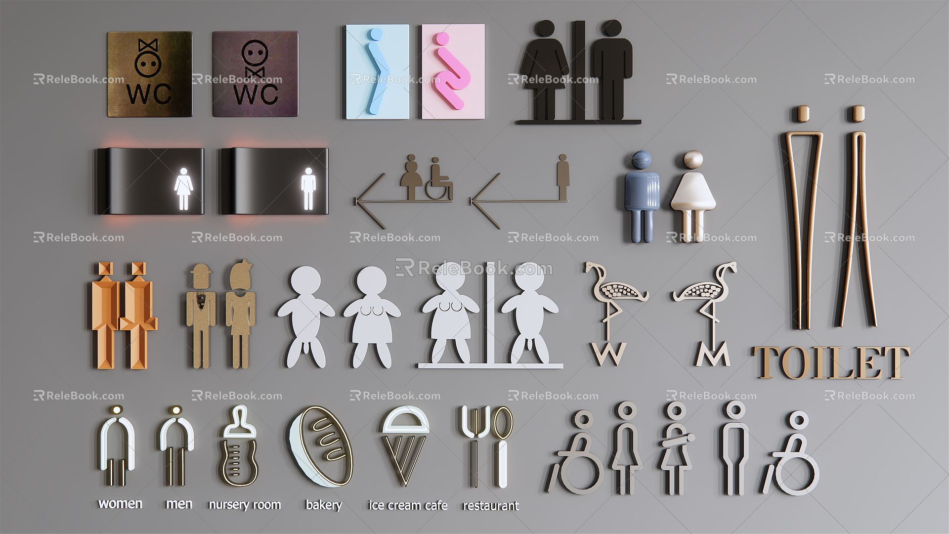 Toilet Signs Modern Signs 3d model