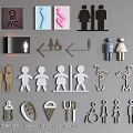 Various Public Facilities Signage Icons Including Restroom Accessible Maternity Dining Indicators 3d model