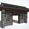 Chinese-style gate head 3d model