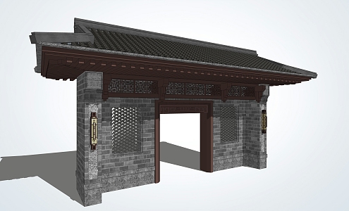 Chinese-style gate head 3d model