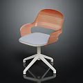Modern Wooden Chair with Armrest Gray Seat and White Base Design