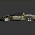 Vintage Sports Car With Green Stripes And Orange Open Top Interior Design