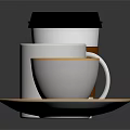 Essential Daily Life Items Including Coffee Paper Cup White Mug And Saucer