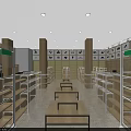 Retail Store Interior Featuring Wooden And Metal Shelves Display Tables And Ceiling Lighting