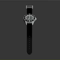Modern Wrist Watch With Black Strap And Illuminated Round Dial Design