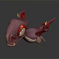 Purple Dragon Character 3D Model with Red Eyes Red Wings and Light Colored Body