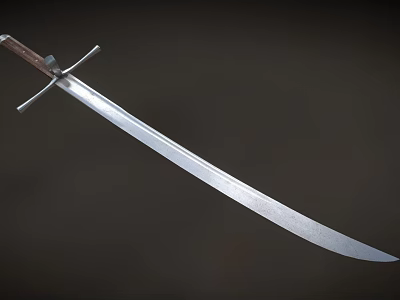 Traditional Handcrafted Sword With Wooden Handle And Polished Metal Blade Classic Design 3d model