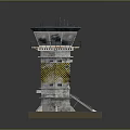 Modern Control Tower Building With Top Observation Platform And Detailed Yellow Gray Base Structure 3d model