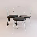 Set of Three Elegant Modern Accent Chairs With Curved Transparent Acrylic Backrest And Black Seat