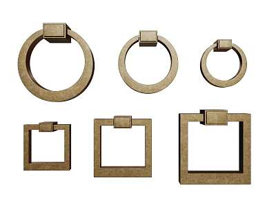 New Chinese style door handle Chinese style door lock Chinese style door buckle door ring 3d model