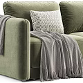 Modern Grey And Beige Sofas With Cozy Blankets Decorative Pillows And Round Balls