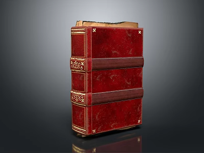 Red Leather Bound Book With Decorative Straps And Gold Accents For Home Living 3d model