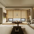 Warm Japanese Style Living And Dining Room With Comfortable Tatami Leisure Area Interior Design