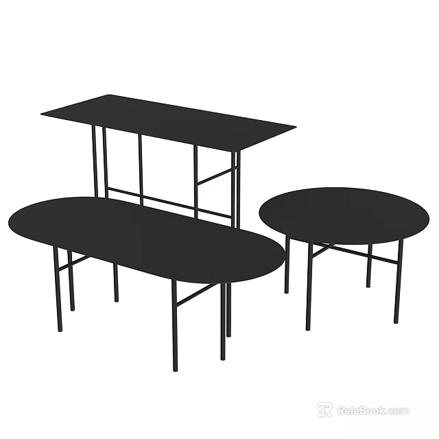 Black Dining Tables With Rectangular Oval And Round Shapes For Modern Homes 3d model 