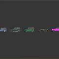 Colorful Toy Cars Collection in Various Bright Hues on Black Background