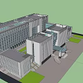 Modern Hotel Building With White Exterior Large Windows And Front Lawn Steps