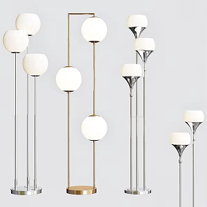 modern floor lamp lite source celestel bulb geo hadlee brushed glass ball 3d model