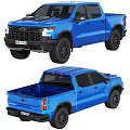 Blue Modern Pickup Truck Exterior Design With Off Road Wheels And Stylish Appearance