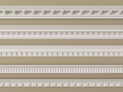 Various Gypsum Cornice Styles With Intricate Patterns For Home Interior Design 3d model