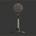 Vintage Retro Microphone With Circular Mesh Head And Metal Stand Electronic Device
