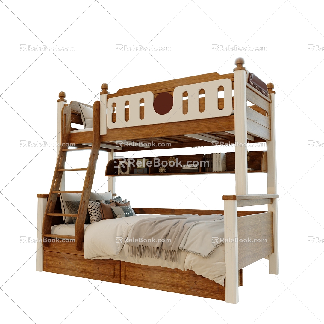 Bed Children's Bed Wooden Bed Solid Wood Bed model