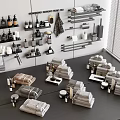Washing and Daily Necessities Display with Organized Towels Bottles and Storage Racks